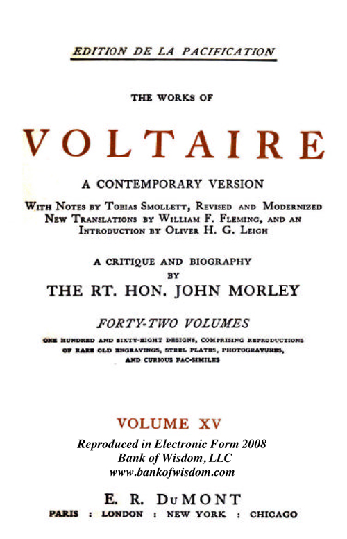 The Works Of Voltaire - Set 3 - Vol. 15 - Vol. 19